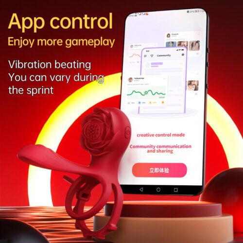 2024 new Rose Lock Ring Double Vibrator for Man with APP Control Adukt Rose sex Toys stimulator for couple - Image 5