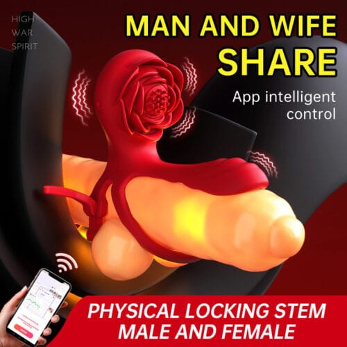 2024 new Rose Lock Ring Double Vibrator for Man with APP Control Adukt Rose sex Toys stimulator for couple - main product photo