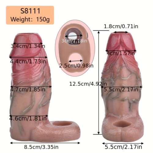 S8111 Open-ended Penis Sleeve With Anti-drop Ring Hollow Dildo - Image 2
