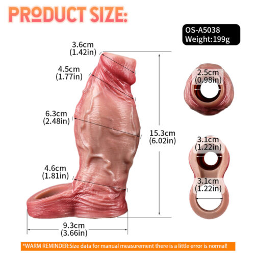 FAAK5038 Mr. General Realistic Penis Sleeve Sheath Big Knots Girthy Cocksleeve Extender - Image 2