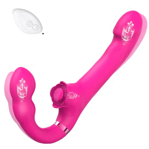 3-in-1 Rose Clit Stimulator Dual Motor Shock Strapless Strap-Ons - main product photo