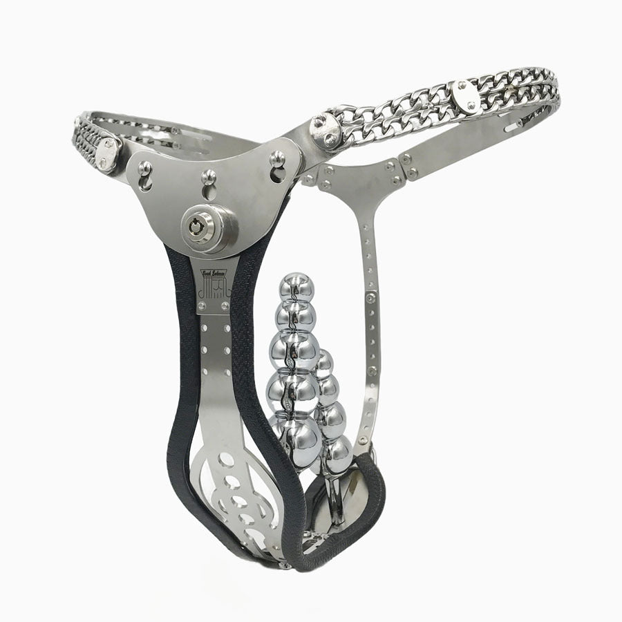 316 Stainless steel hollow female Chastity belt with vagina anal plug for women - product photo 2