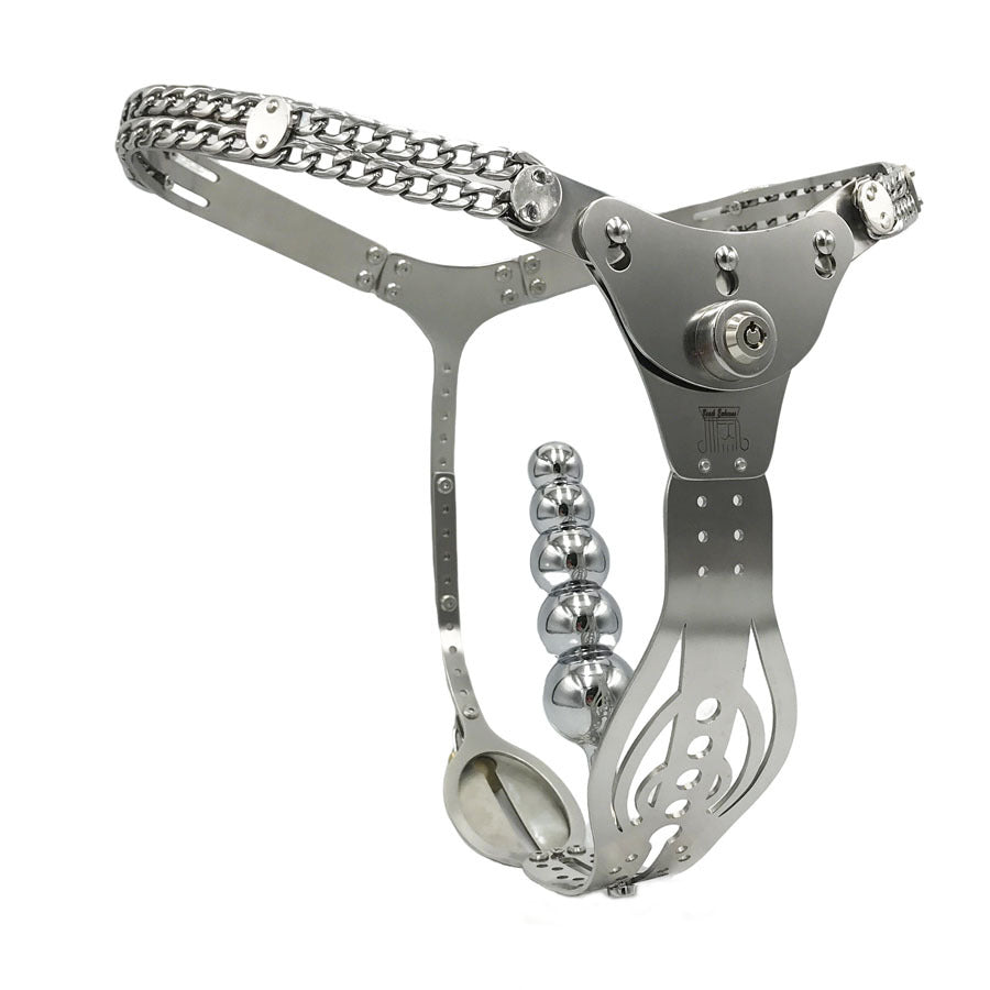 316 Stainless steel hollow female Chastity belt with vagina anal plug for women - product photo 5