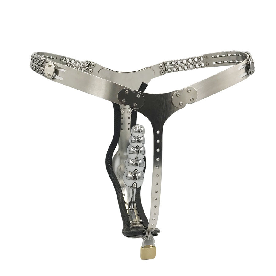316 Stainless steel hollow female Chastity belt with vagina anal plug for women - product photo 8