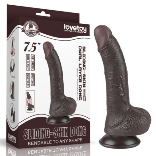7.5'' Curved Sliding Skin Dual Density Dildo - main product photo