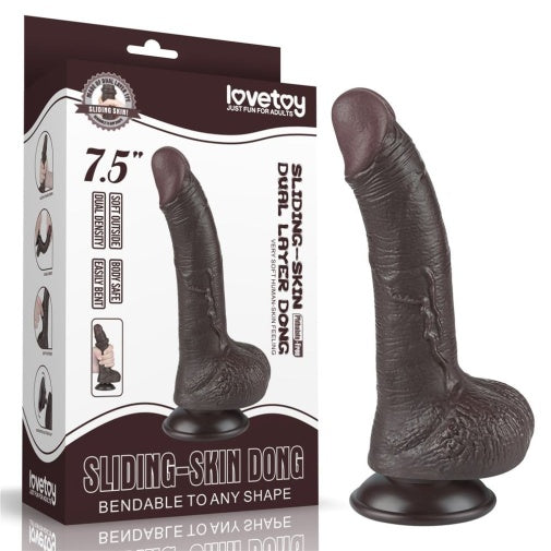 7.5'' Curved Sliding Skin Dual Density Dildo - main product photo
