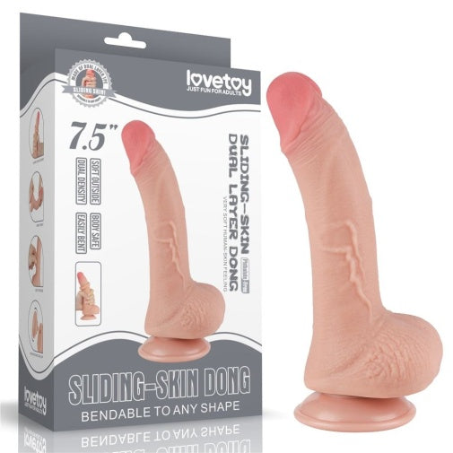 7.5'' Curved Sliding Skin Dual Density Dildo - product photo 2