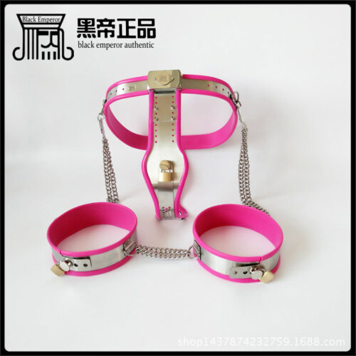 Alternative view of Black Emperor Stainless Steel Female Chastity Pants With Thigh Ring