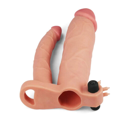 Add 3" Vibrating Double Penis Sleeve Anal Dildo - Image 4