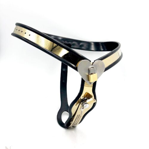 Black Emperor Titanium gold Love Shape Chastity Belt - Image 4