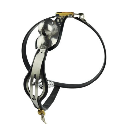 Alternative view of Black Emperor Saddle Male Chastity Belt with plug