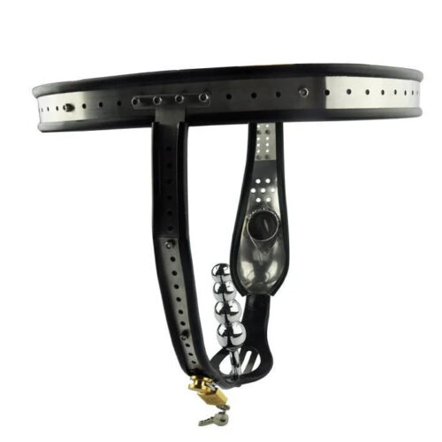 Black Emperor Saddle Male Chastity Belt with plug - Image 3