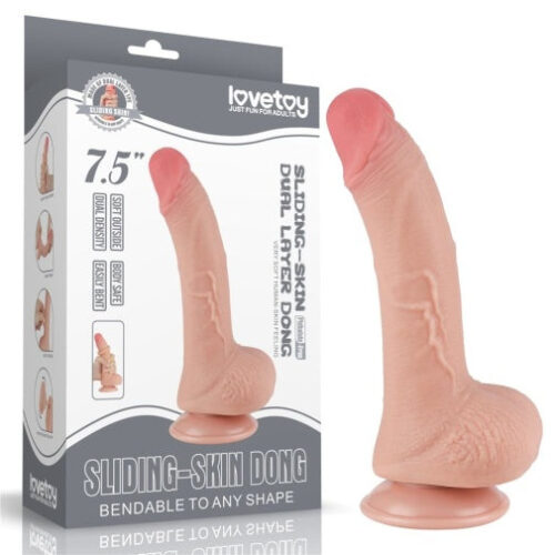 7.5'' Curved Sliding Skin Dual Density Dildo - Image 2