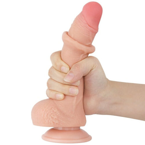 7.5'' Curved Sliding Skin Dual Density Dildo - Image 9