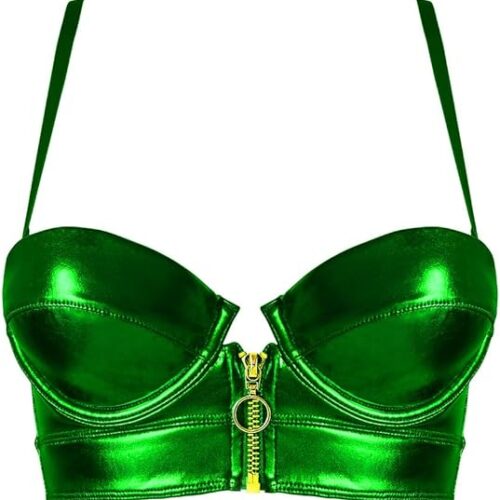 LOVE YOU SEXY Women PU Faux Leather Balconette Bra and Highwaist Panty with Front Open Zipper - Image 5