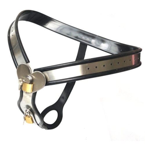 Black Emperor Heart Type Stainless Steel Female Chastity Lock Device - Image 6