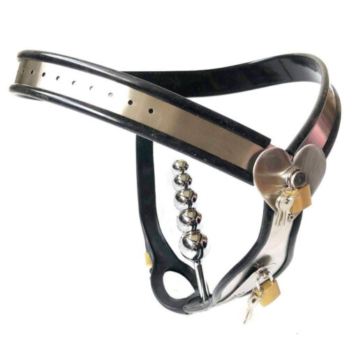 Black Emperor Heart Type Stainless Steel Female Chastity Lock Device - Image 8