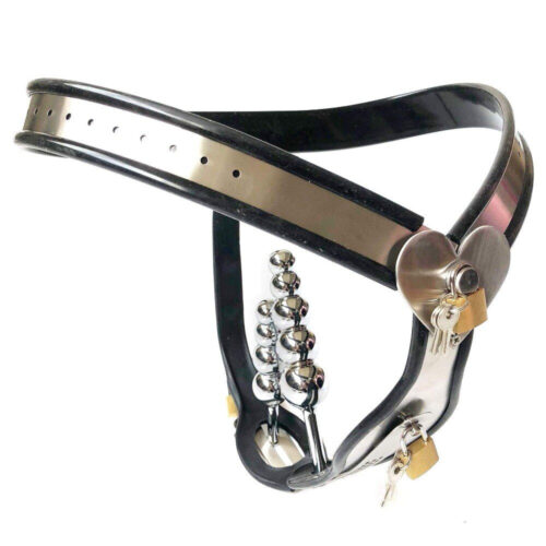 Black Emperor Heart Type Stainless Steel Female Chastity Lock Device - Image 9