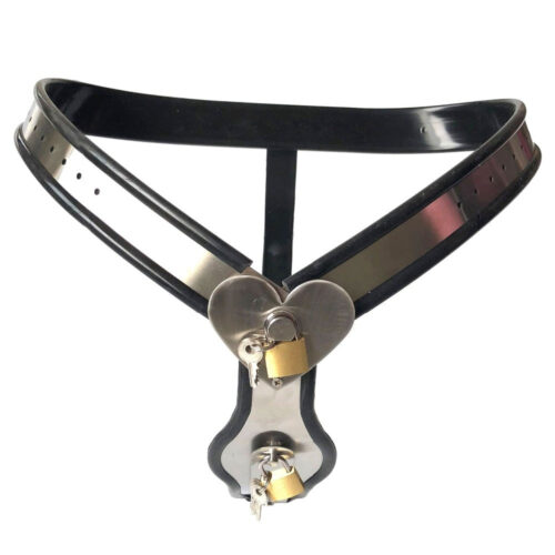 Black Emperor Heart Type Stainless Steel Female Chastity Lock Device - Image 4