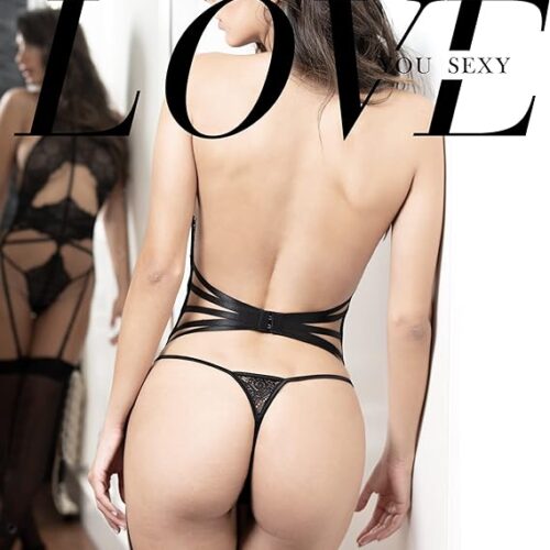 LOVE YOU SEXY Women Lace Bodysuit with Garter Belts, Halter Neck Backless Teddy One Piece Bodysuit Lingerie - Image 18