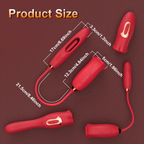 Hollow out Rose Muncher Lip Tongue Suction Vibrator With Patting Dildo Vibrator - Image 3