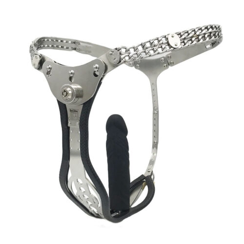 316 Stainless steel hollow female Chastity belt with vagina anal plug for women - Image 3