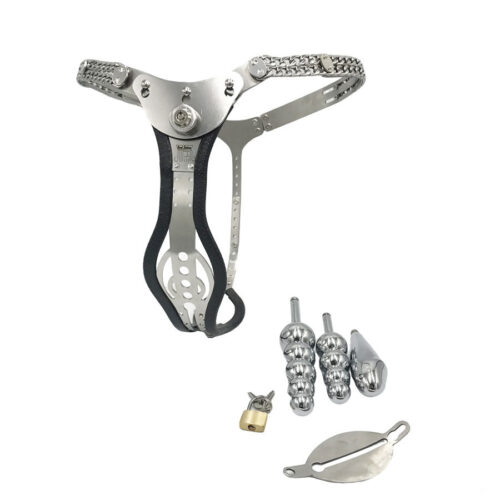 316 Stainless steel hollow female Chastity belt with vagina anal plug for women - Image 4