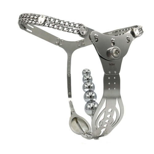 316 Stainless steel hollow female Chastity belt with vagina anal plug for women - Image 5