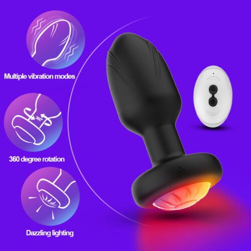360 DEGREE Twist 7 Frequencies Shake 7 Frequencies LIGHT UP Led Anal Plug - Image 3