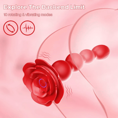 Remote Control Rose Rotating Beads Butt Plug Vibrator - Image 2