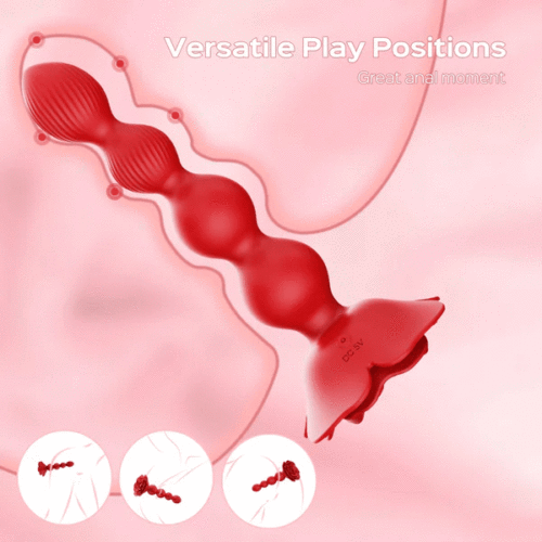 Remote Control Rose Rotating Beads Butt Plug Vibrator - Image 3