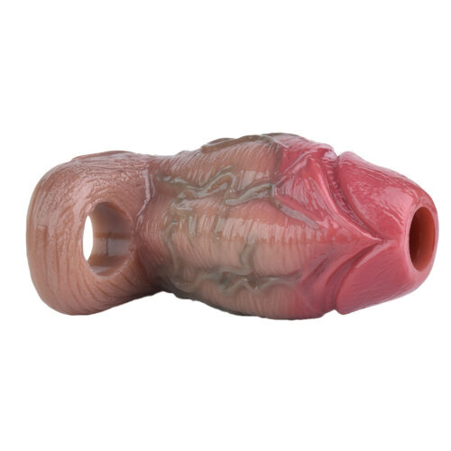 S8109 Open Head Sheath With Ring Cock Silicon Penis Sleeve Realistic Hollow Dildo - Image 4