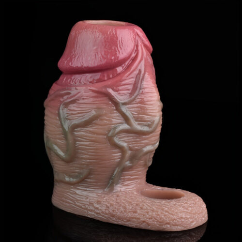 S8109 Open Head Sheath With Ring Cock Silicon Penis Sleeve Realistic Hollow Dildo - Image 7