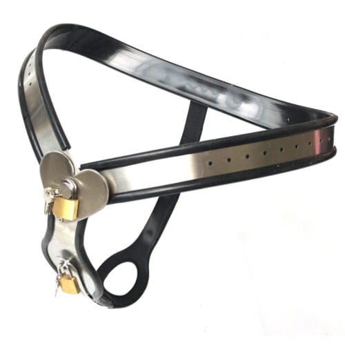 Black Emperor Heart Type Stainless Steel Female Chastity Lock Device - product photo 6