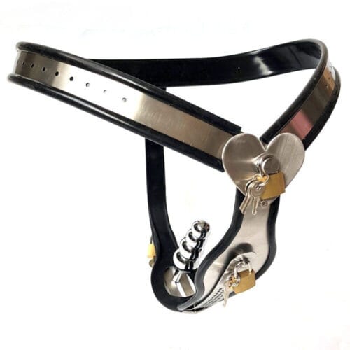 Black Emperor Heart Type Stainless Steel Female Chastity Lock Device - product photo 7