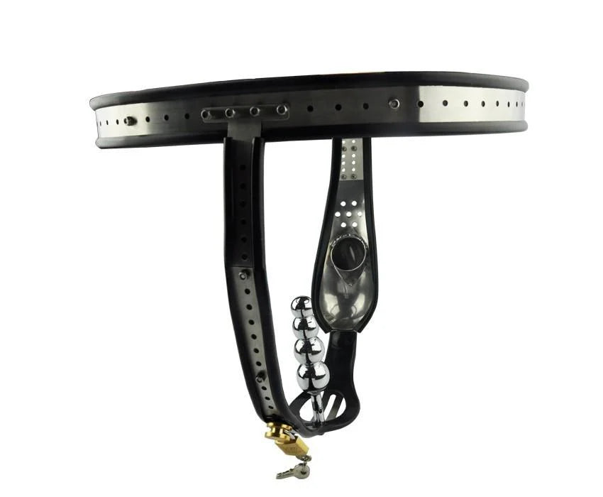 Black Emperor Saddle Male Chastity Belt with plug - product photo 3