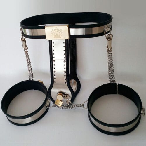 Black Emperor Stainless Steel Female Chastity Pants With Thigh Ring - product photo 4