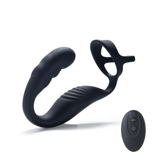 CASPION Double Cock Ring Remote Control Vibrating Perineum Prostate Massager - main product photo