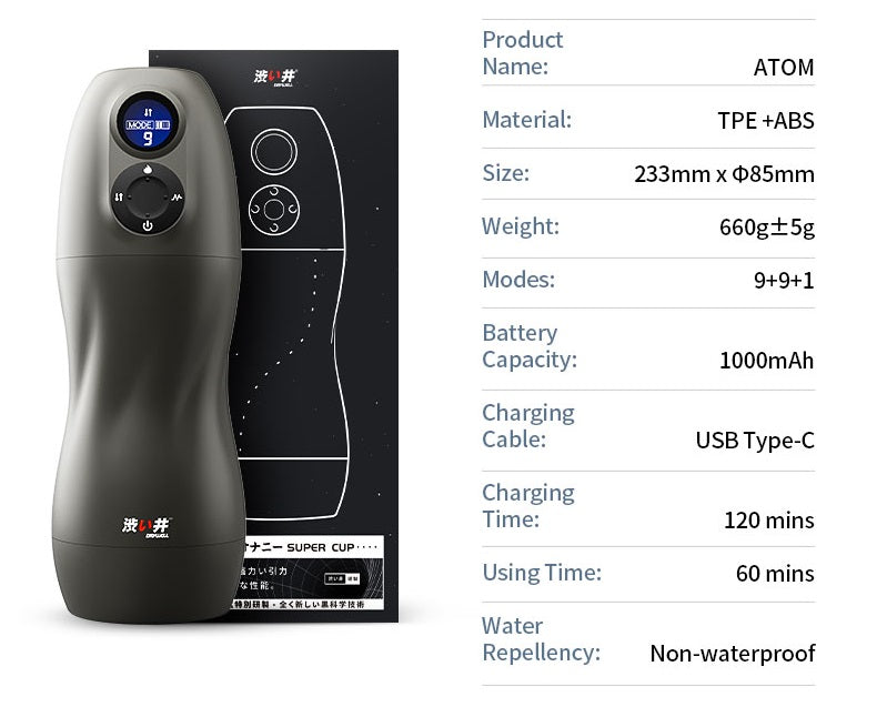 DRY WELL Electric Suction Vibration ATOM Masturbator - product photo 7
