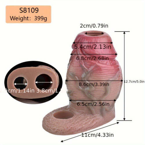 S8109 Open Head Sheath With Ring Cock Silicon Penis Sleeve Realistic Hollow Dildo - Image 2