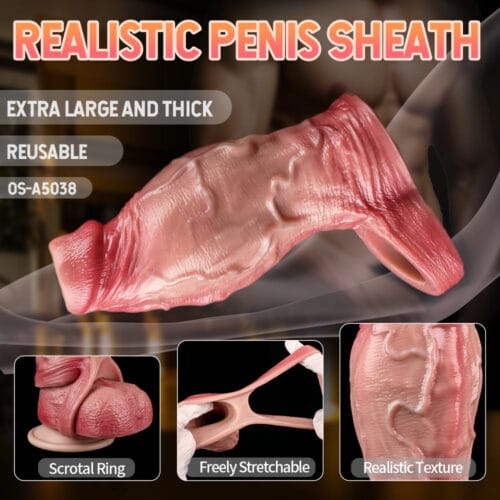 FAAK5038 Mr. General Realistic Penis Sleeve Sheath Big Knots Girthy Cocksleeve Extender - main product photo