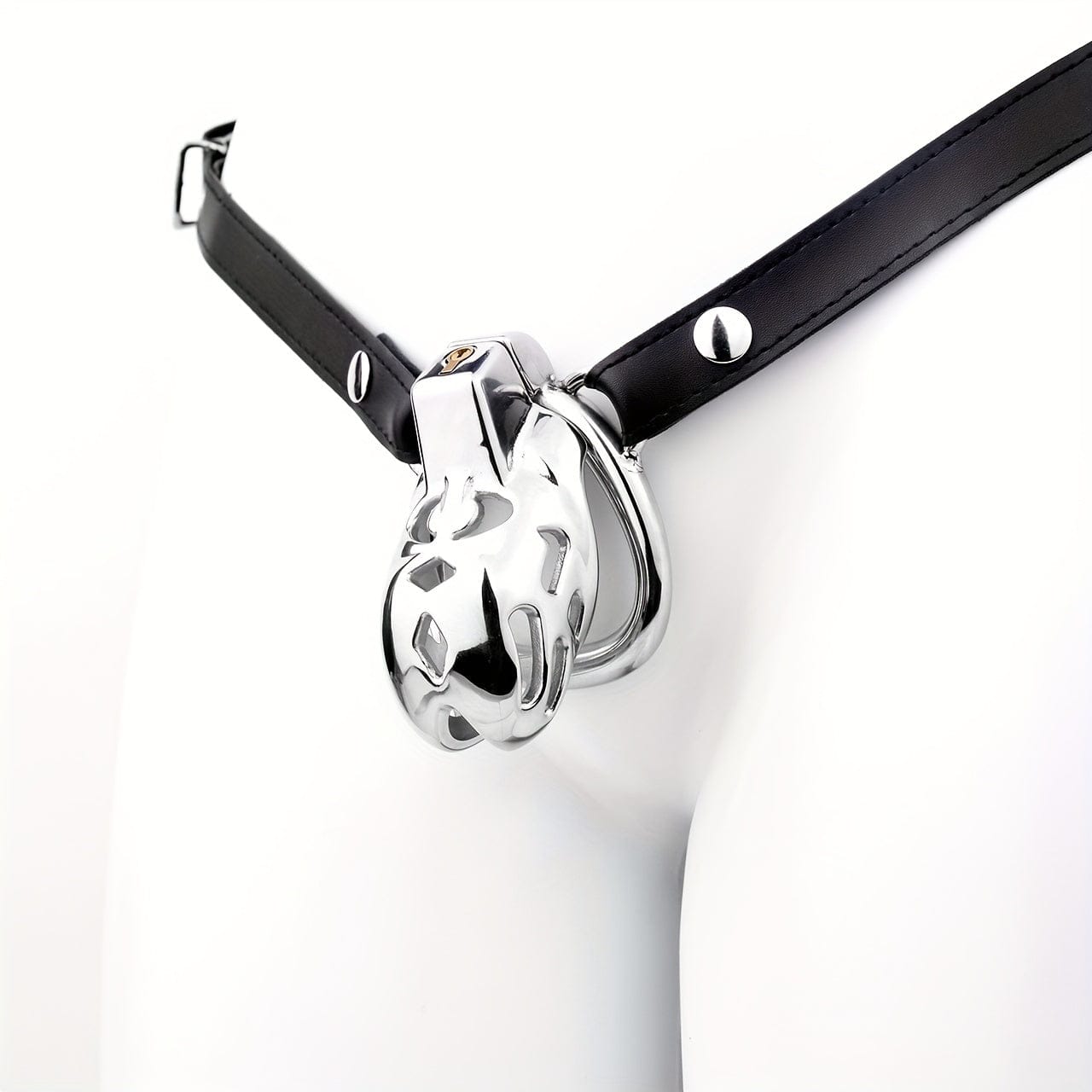 FRRK-183 Male Stainless Chastity Lock Cage Penis Cock Cage Belt Device - main product photo