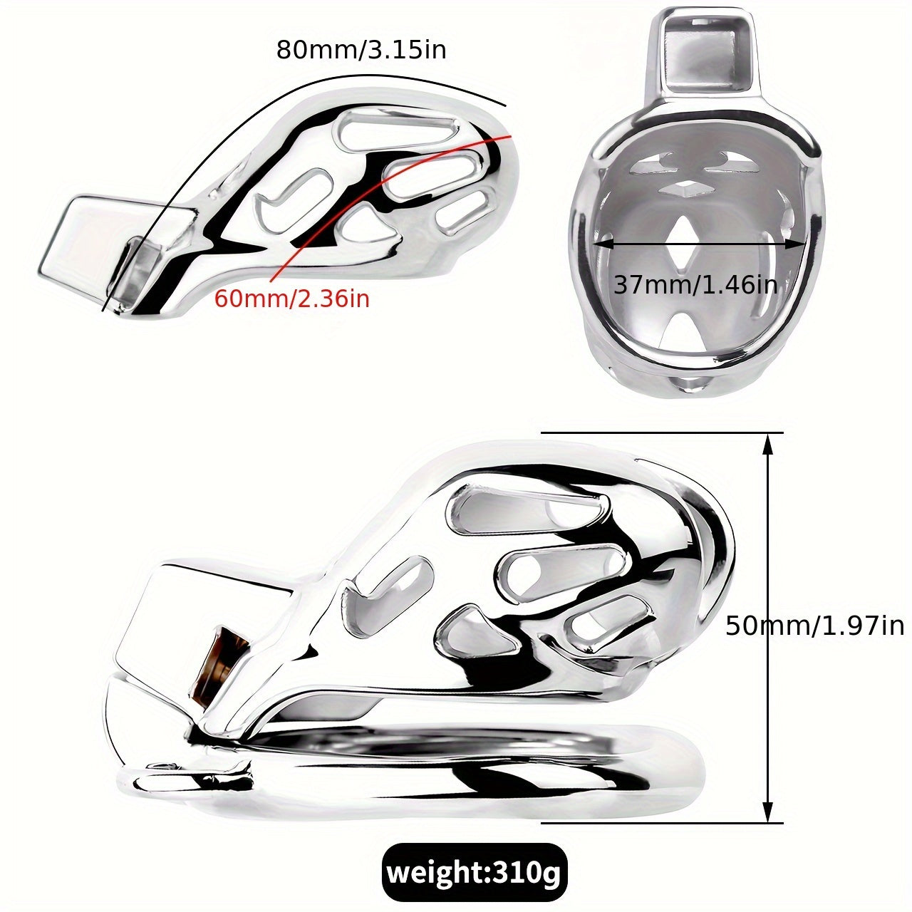 FRRK-183 Male Stainless Chastity Lock Cage Penis Cock Cage Belt Device - product photo 5