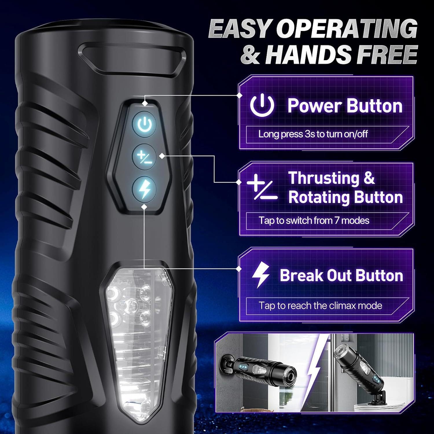 HANNIBAL Automatic Male Masturbator with 7 Thrusting 7 Rotating - product photo 6