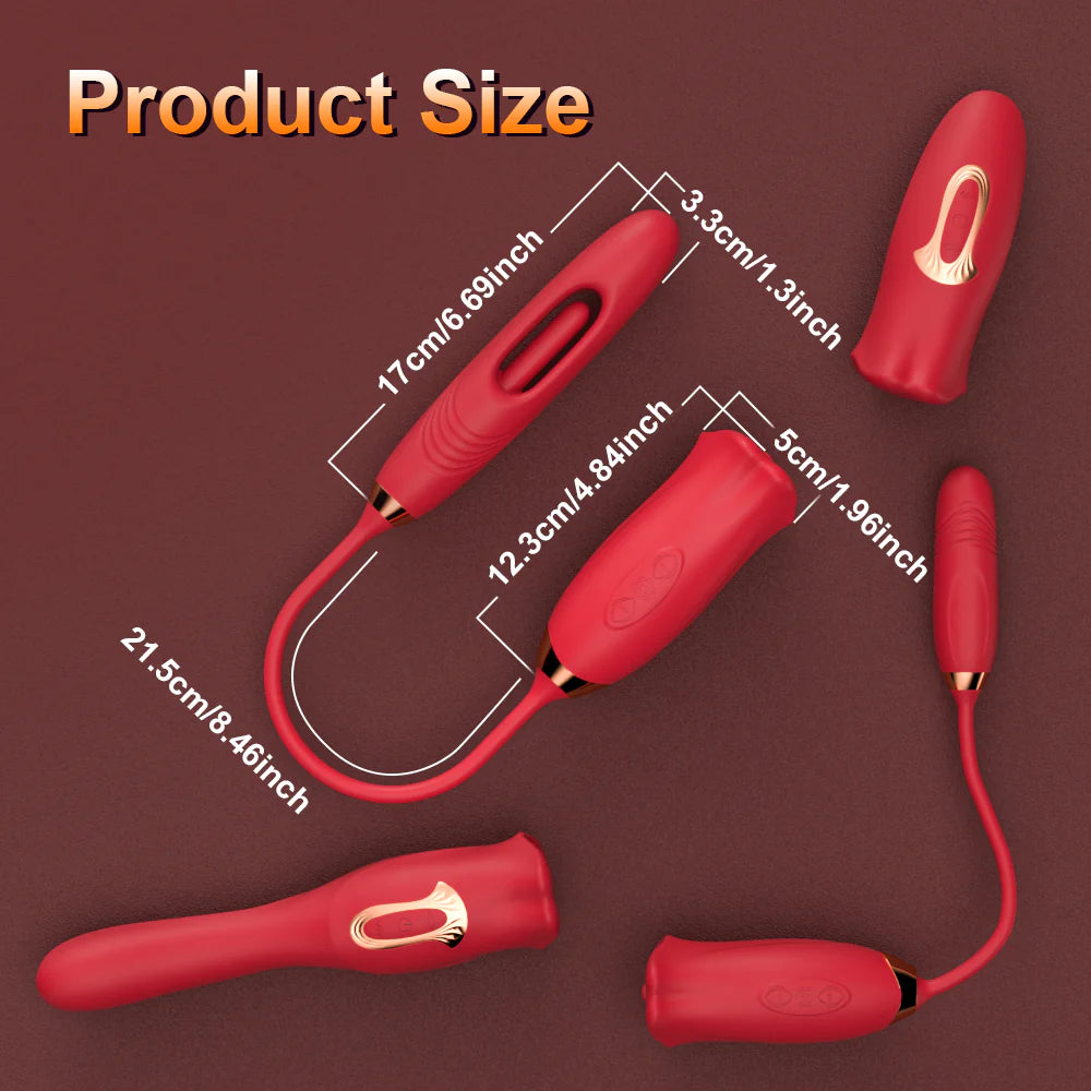 Hollow out Rose Muncher Lip Tongue Suction Vibrator With Patting Dildo Vibrator - product photo 3