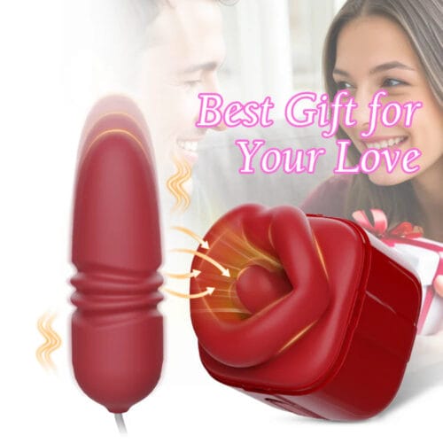 New Arrival Red Lip Clit Sucking Thrusting Vibrator Dual-action Vibrating Bullet Tongue Oral Vagina Sexy for Women - product photo 3