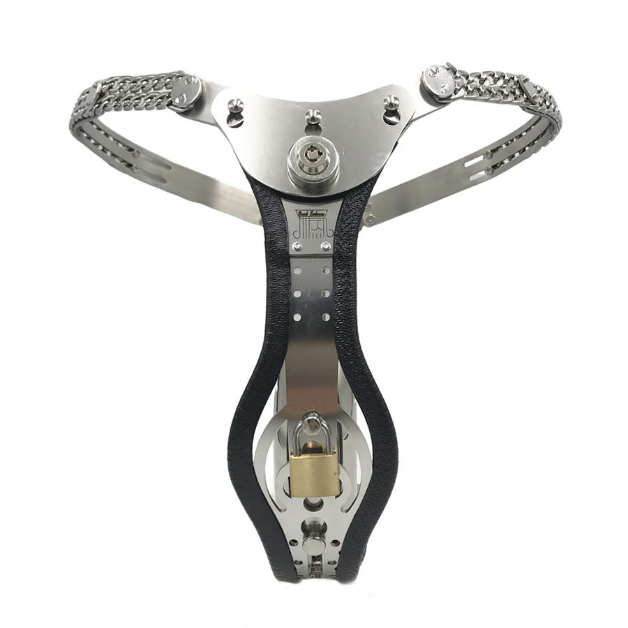 Press Lock Male Full Adjustable Stainless Steel Chastity Belt Cock Penis Cage for men - main product photo