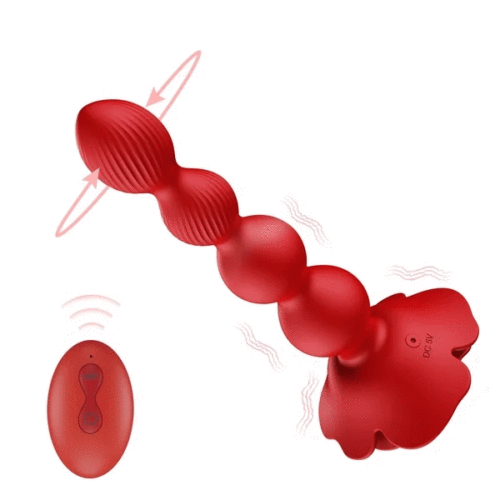 Remote Control Rose Rotating Beads Butt Plug Vibrator - main product photo